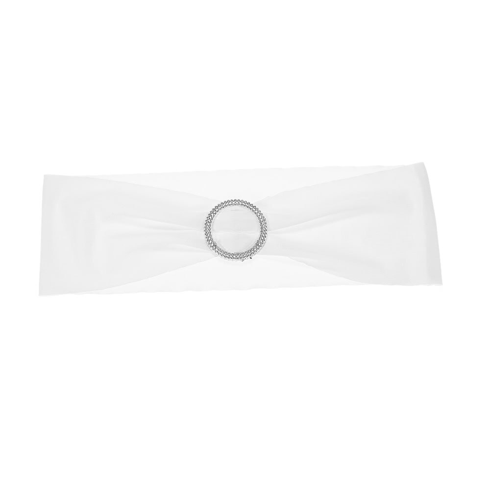 50 Pack Strik Vorm Stoel Sjerpen Decoratieve Bruiloft Lint Cover Stretch Stoel Sjerpen Elastische Stoel Band: WHITE