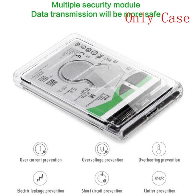 Clear 2.5" Hard Drive Enclosure SATA USB 3.0 HDD Hard Drive External Enclosure SSD Disk Box Case With LED For Win 2000/xp/7/8/10