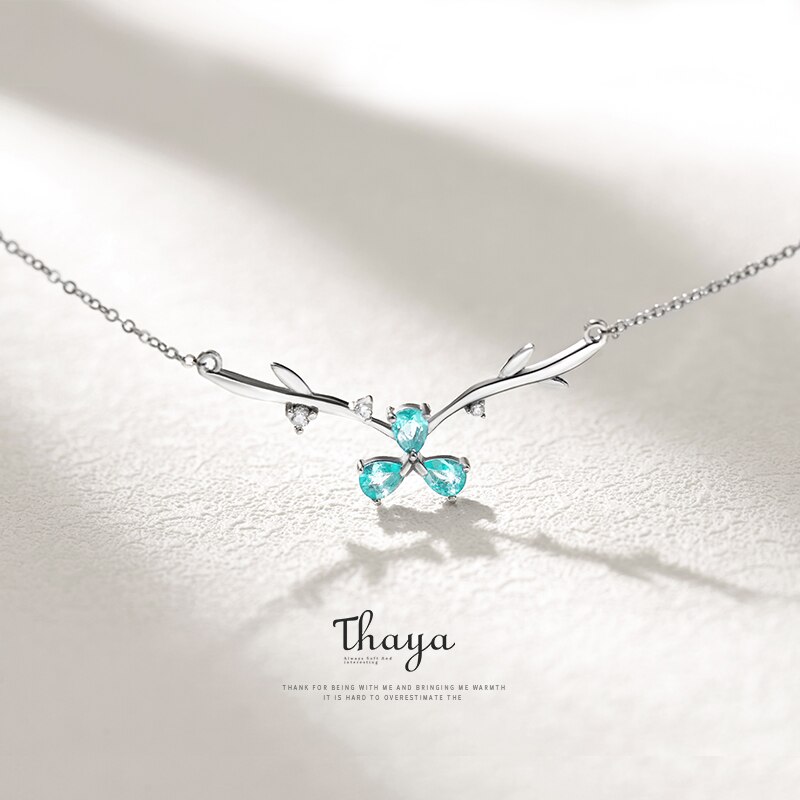 Thaya Blauw Bloemblaadje Fawn Ketting 925 Zilveren Choker Ketting Voor Vrouwen Bruiloft Sieraden