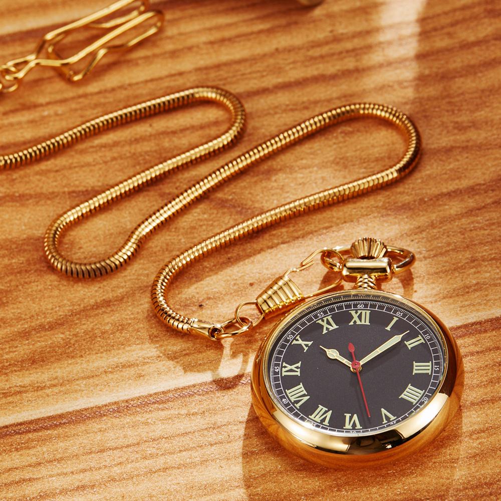 Reloj de bolsillo mecánico de plata de lujo para hombre y mujer, manecillas luminosas, Color dorado, números romanos, cadena Fob, automático, buen reloj, Rusia