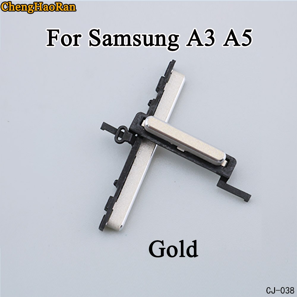 Chenghaoran 1 sæt til samsung galaxy  a7 a3 a5 telefon cover volumen magt volumen lydløs knap side knap reparation dele udskiftning: Samsung  a3 a5- guld