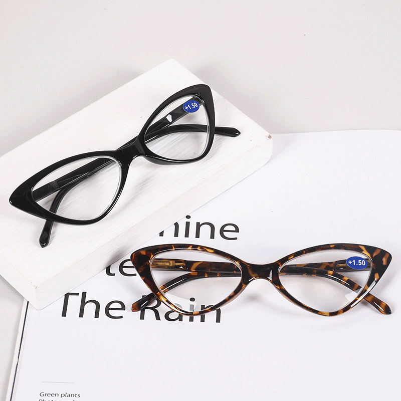 Gafas de lectura estilo ojo de gato para mujer, anteojos de lectura Retro con montura pequeña, lentes transparentes, para presbicia, Pc, montura completa