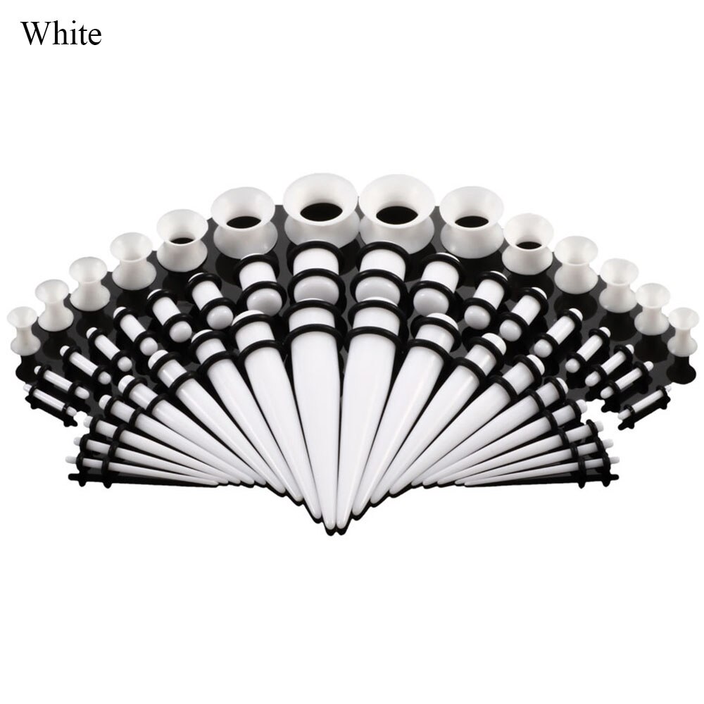 Acryl Oor Gauge Doorstoken Oorbellen Taper En Plug Stretching Kits Gemengde Kleur Oor Flesh Tunnel Uitbreiding Body Piercing Sieraden: white
