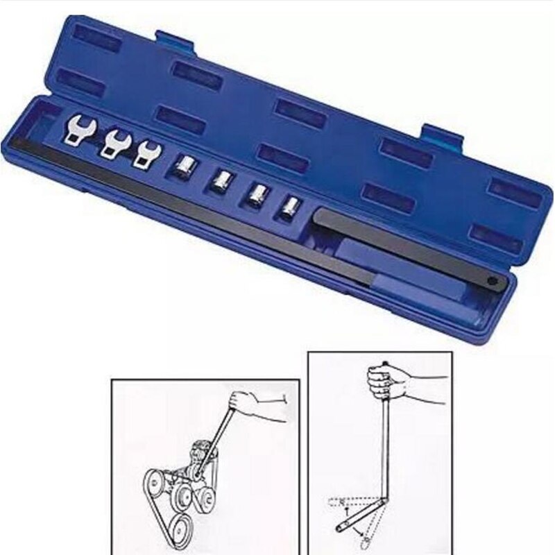 9PCS Serpentine Belt Tensioner pulley Alignment Wrench Tool Kit
