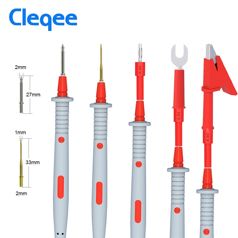 Cleqee P1503E Multimeter Probes Test Leads Kit with Tweezers To Banana Plug Cable Replaceable Needles Digital Multimeter Feeler