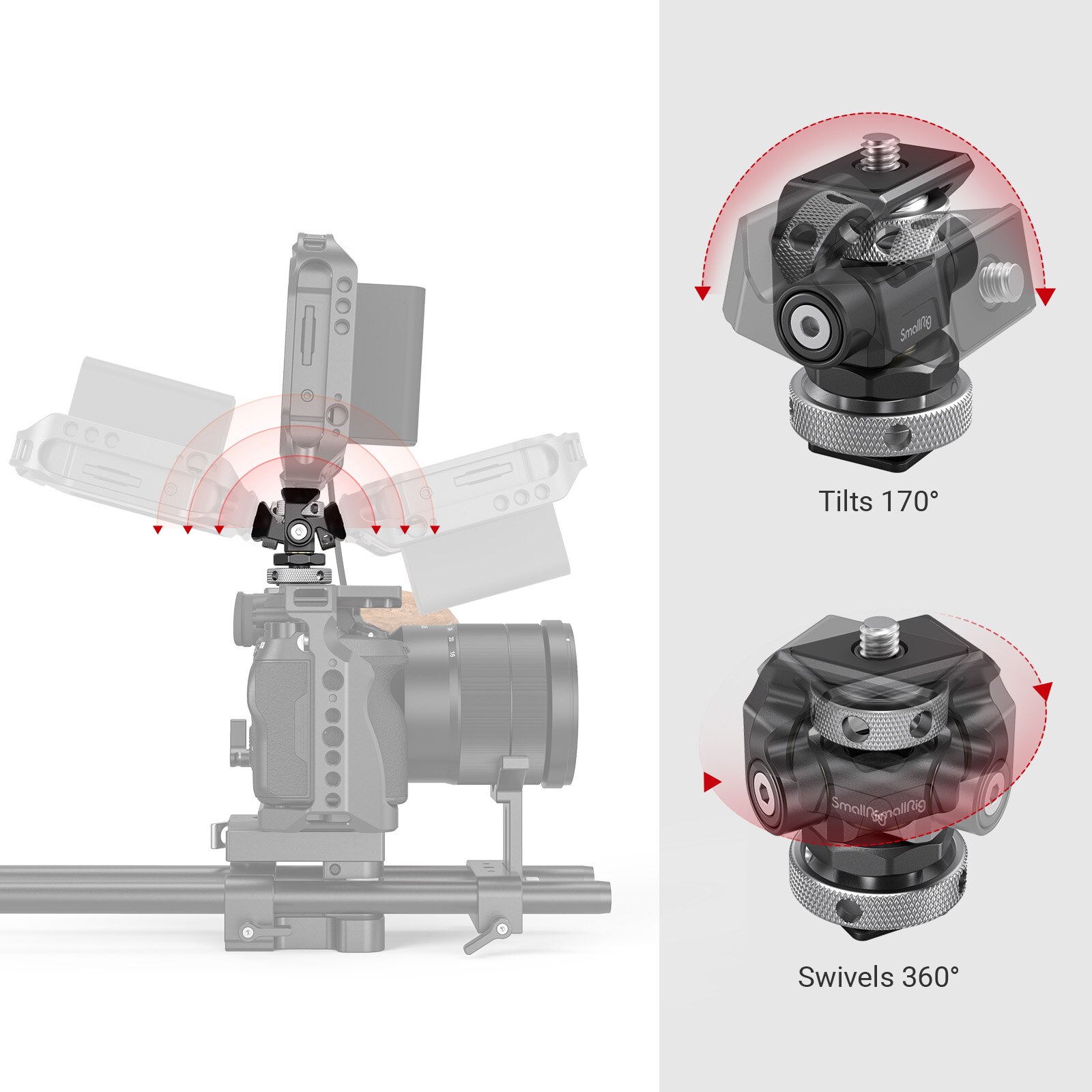 Smallrig Dslr Camera Verstelbare Camera Monitor Houder Swivel En Tilt Verstelbare Monitor Mount Met Arri-Stijl Mount 2903