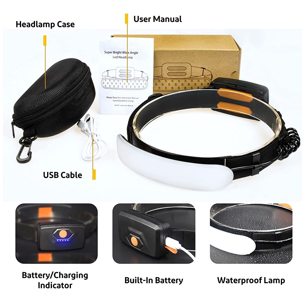 7500mah 220 ° Scheinwerfer tragbarer Cob LED-Scheinwerfer mit eingebauter Batterie Taschenlampe USB wiederauf ladbare wasserdichte Außen scheinwerfer: Blau