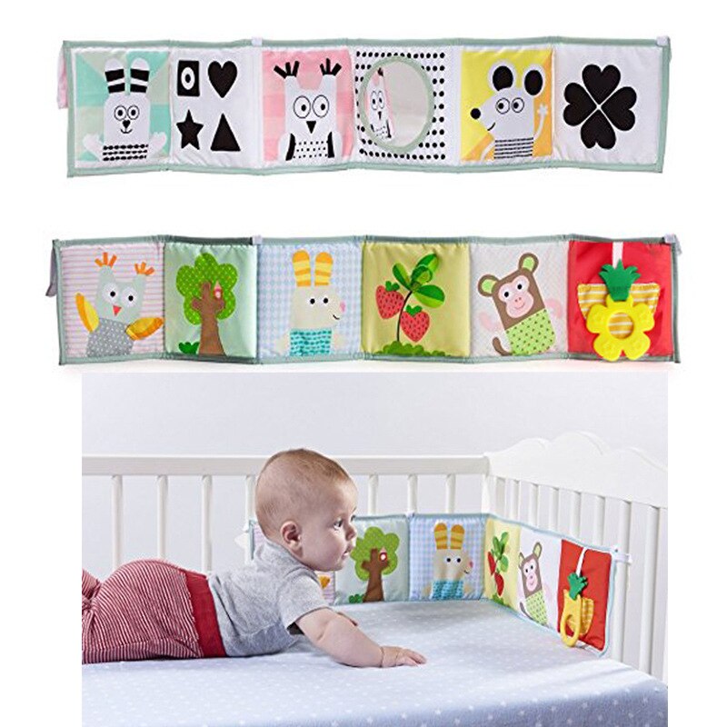 Baby Toys Crib bumper Baby Cloth Book Baby Rattles Knowledge Around Multi-Touch Colorful Bed Bumper For Kids Toys