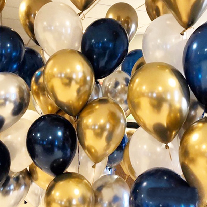 10 stks 12 inch Ronde Metallic Ballon Goud Zilver Blauw Metalen Ballon Parel Latex Kleurrijke Bruiloft Gunsten Decoratie Leveranties