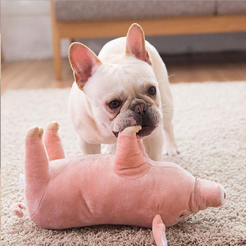 Dog Bite Toy Pig Shape Pet Toy Accompany Sleeping Pigs Toys Warm Soft Plush Cotton Sleeping Partner for Puppy Dogs Bulldog Teddy