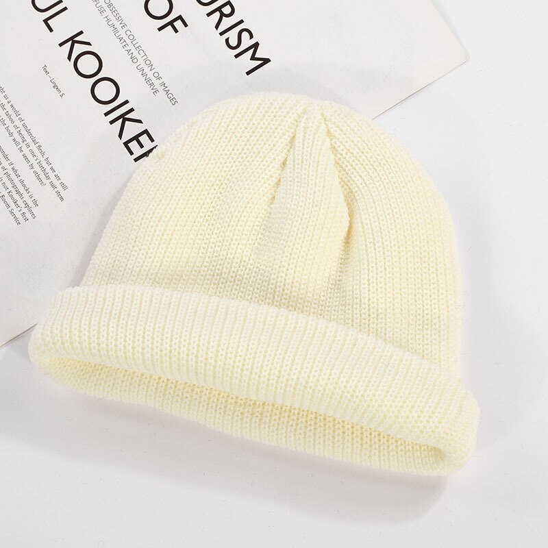 Los hombres mujer boinas calientes para el invierno sombrero pantalón corto Casual gorro de Hip Hop gorro para adultos mujer de punto de lana Beanie gorra elástico sombreros Unisex: White