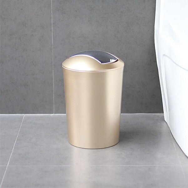 Gylden europæisk stil luksus gyngende låg plast skraldespand til køkken badeværelse toilet: Gylden / 6.5l