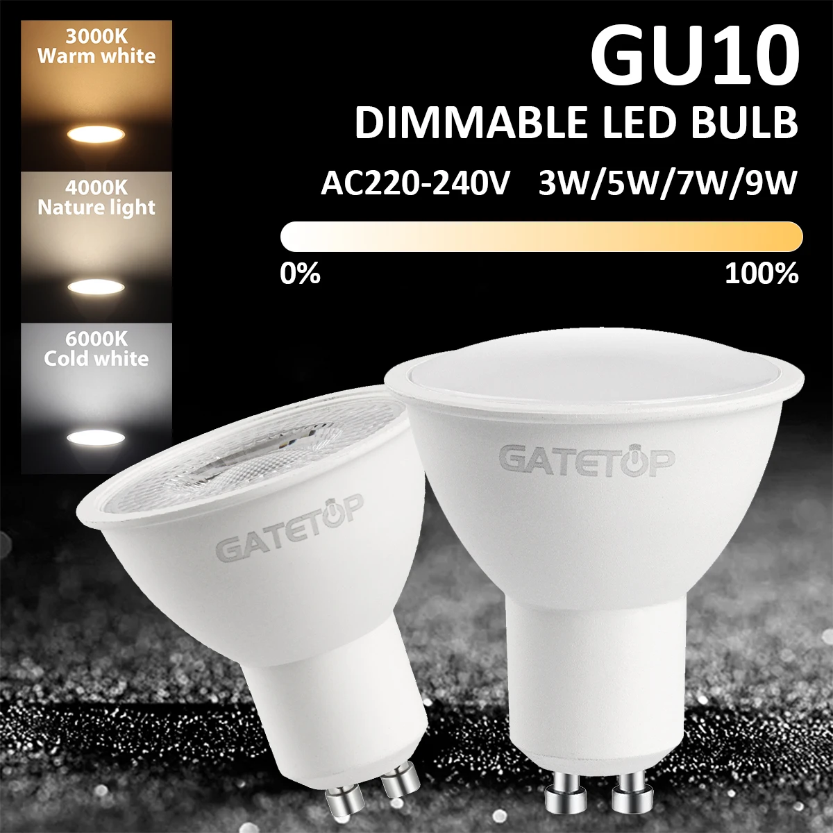 10 Stück LED-Strahler GU10 Glühbirne dimmbar 220 V 3000 K 4000 K 6000 K 50 W Halogen-Ersatz für Landschaftsschienenbeleuchtung