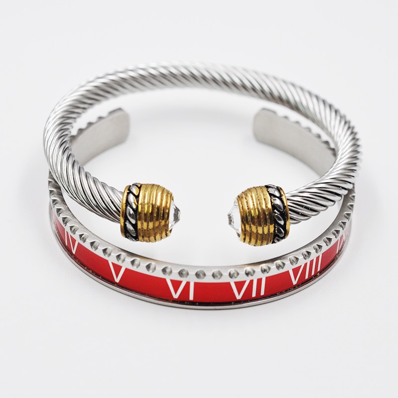 Outdoor Black Roman Numeral Bracelet Men's Cable Wire Rope Bracelet Stainless Steel Men Bangles Punk Street Jewelry Accessories