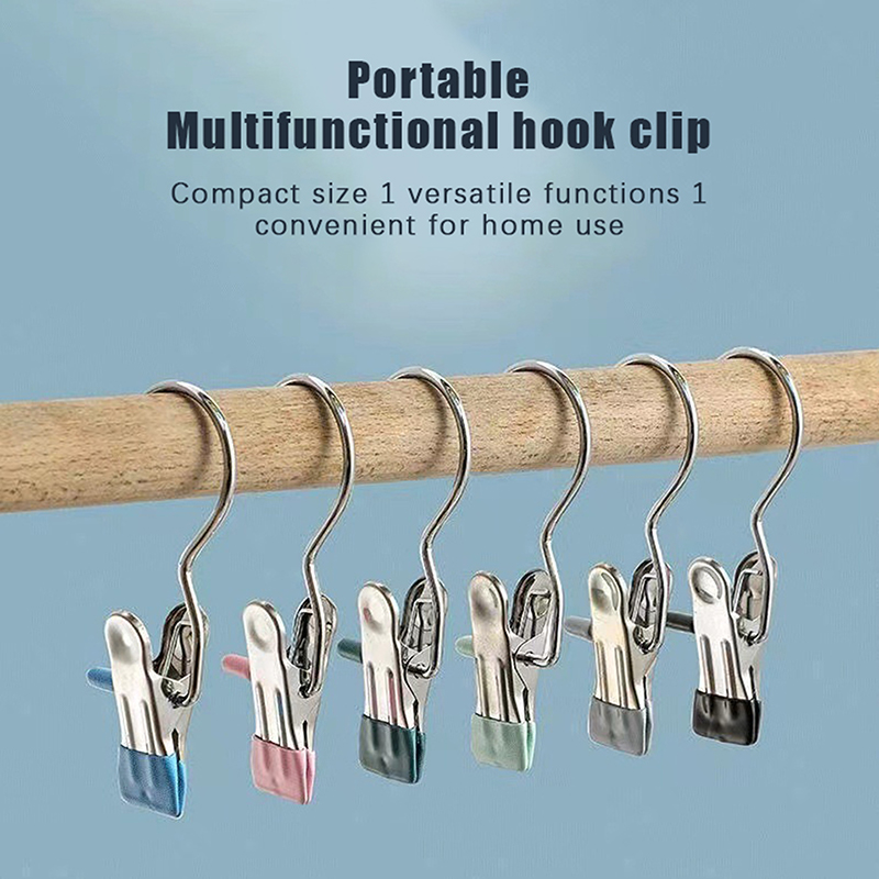 Pinzas para ropa de acero inoxidable, 10 Uds., pinzas para ropa, gancho, Clip para colgar ropa portátil, colgador organizador de ropa para armario