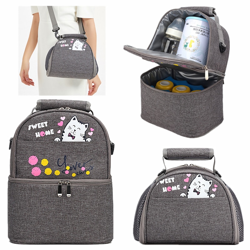 Sac à langer double couche pour maman, petit sac à dos pour maman, sac à langer pour bébé, organisateur de poussette, sacs isolants pour déjeuner