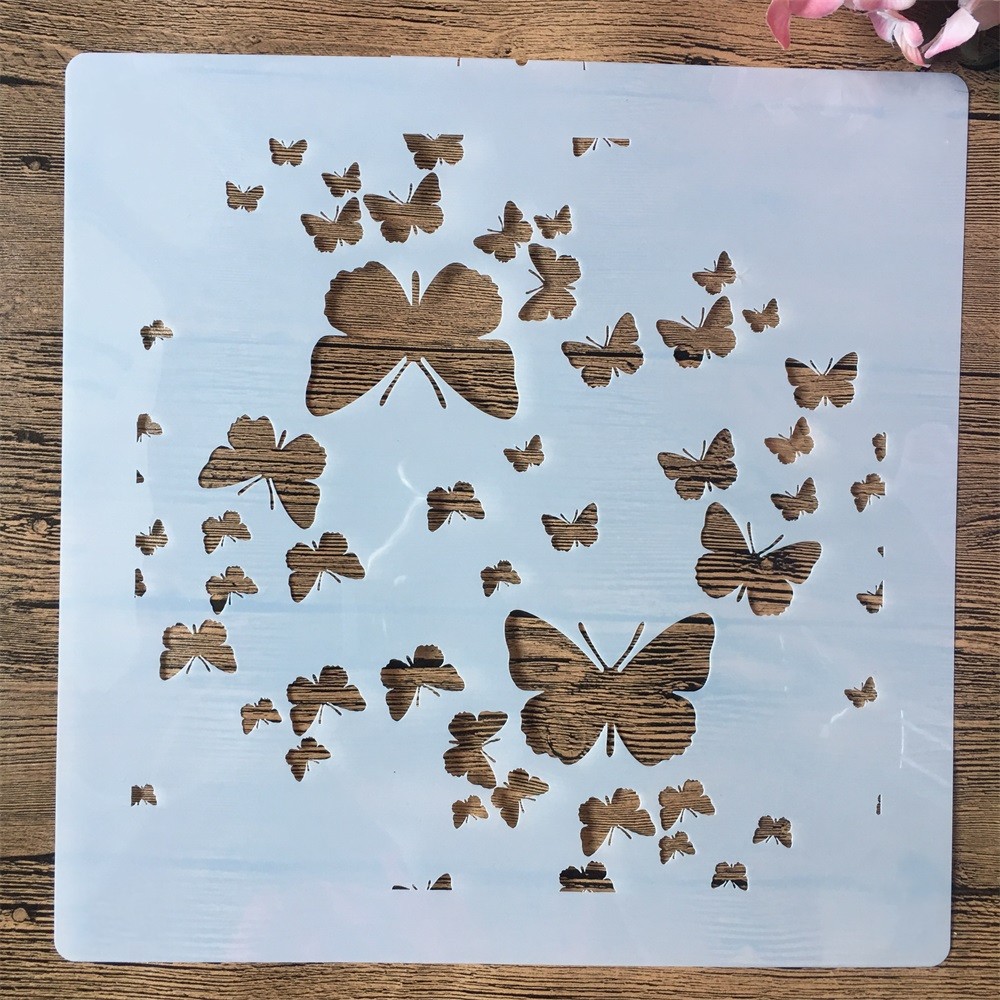 30*30cm Mandala mariposas DIY capas plantilla para pintura de pared libro de recortes colorear relieve álbum plantilla decorativa