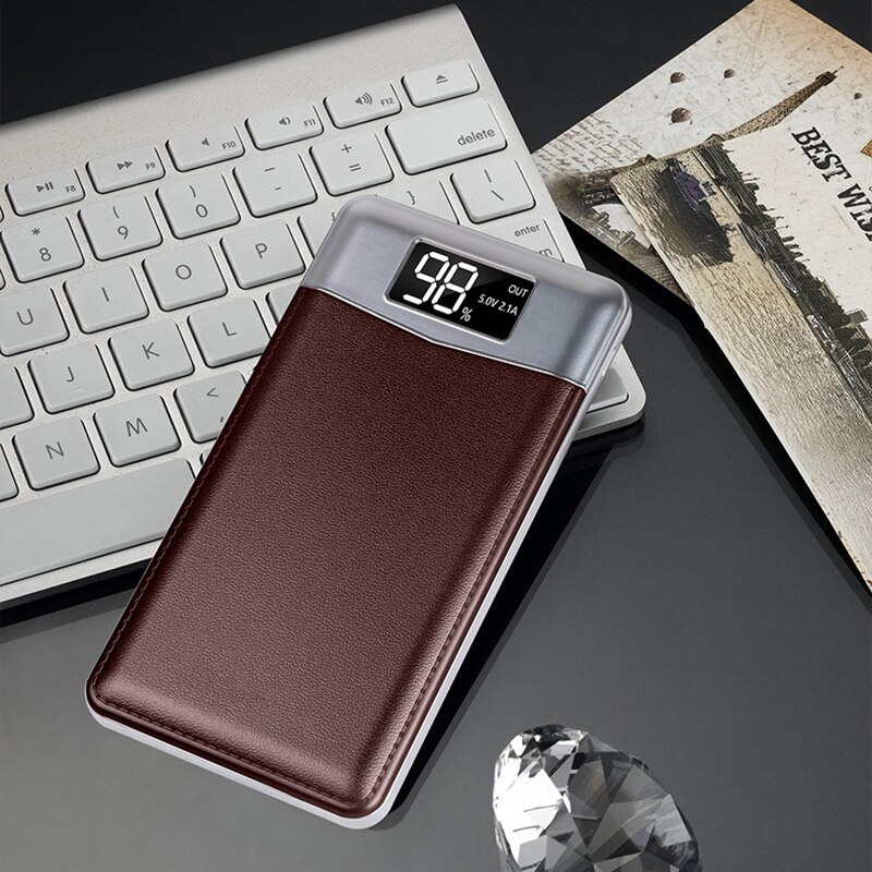 20000mAH Portable External Battery Power Bank Poverbank LED Display Phone Charger Dual USB Pover Bank For Smart Phone Powebank: Coffee
