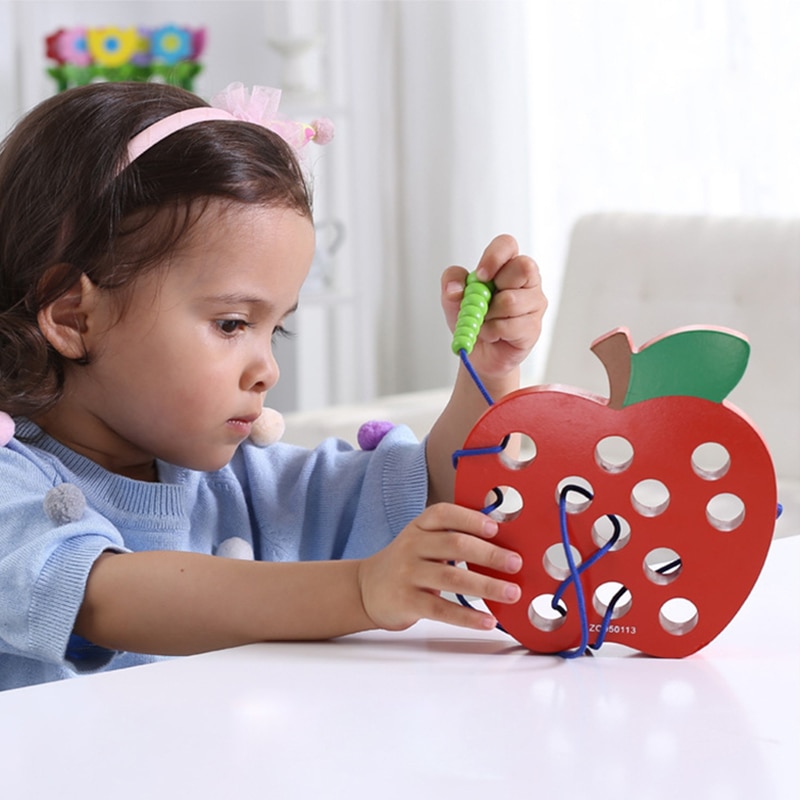 Bambini Educativi Montessori Matematica Giocattolo Filo Divertimento Giocattolo Di Legno Forma di Cognize Worm Mangiare Frutta Formaggio Precoce di Apprendimento Sussidio Didattico Giocattolo