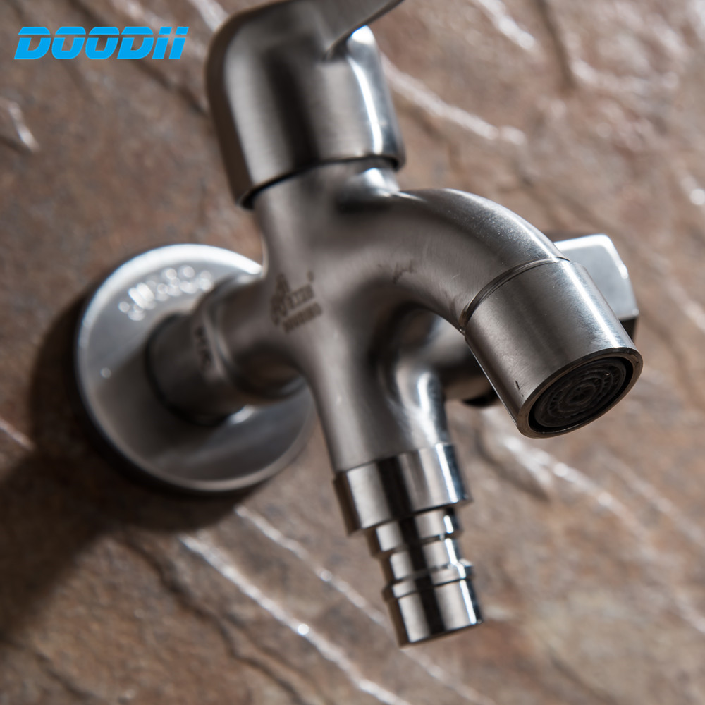 Doodii 304 Stainless Steel Washing Machine Faucet Double Use Bibcock Laundry Mop Pool Tap Dual Handles Washing Machine Taps