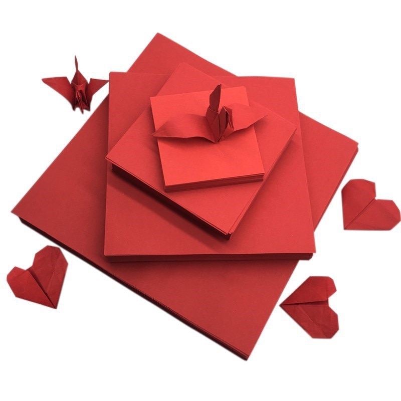 200 pièces Origami rouge fait main papier Kraft Double face rouge foncé Origami amour coeur carré Origami bricolage scrapbooking artisanat papier