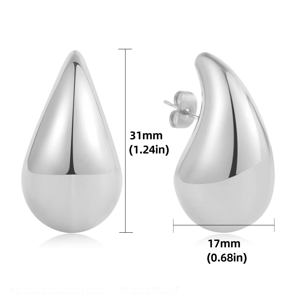 Pendientes de aro dorados gruesos de gran tamaño para mujer y niña, pendientes de gota de agua Extra grandes, aros grandes ligeros, joyería de: Estampado en caliente