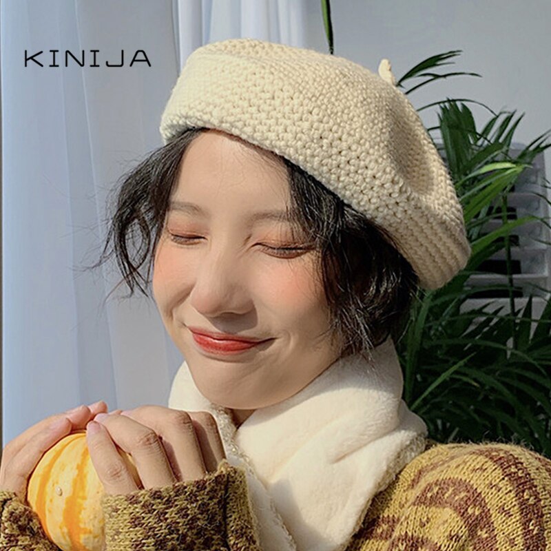 beret damski jesienno-zimowy kapelusz z filcu ozdoba robić włosów brytyjski retro wełniany malarz ośmiokątny kapelusz czapka z dzianiny