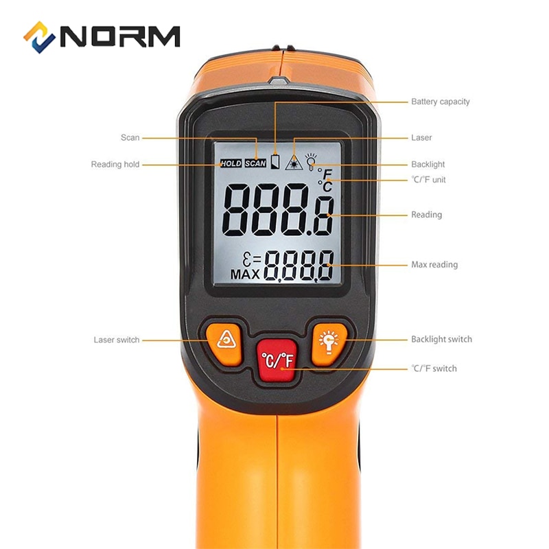 NORM 400 600 Centidegree infrared thermometer Non contact industrial and household digital Infrared Pyrometer