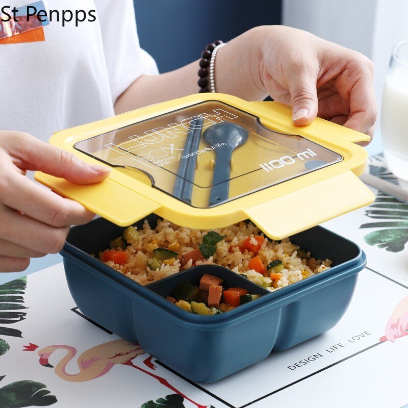 Lunch Box for Students and Office Workers with Tableware Can Be Heated By Microwave Oven Bento Lunch Box Snack Container