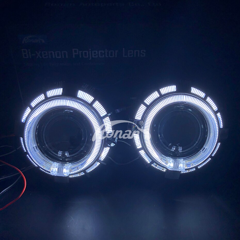 RONAN mini 2,5 doble LED Ojos de Ángel drl bi-xenon proyector 8,1, lente de faro de coche h1 retrofit DIY h4 h7, de coche