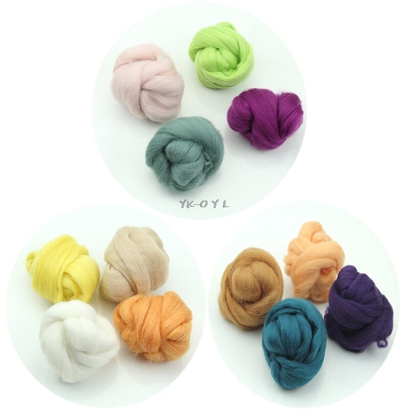 20 Kleuren Wol Corriedale Needlefelting Top Zwervende Geverfd Spinning Nat Vilten Fiber