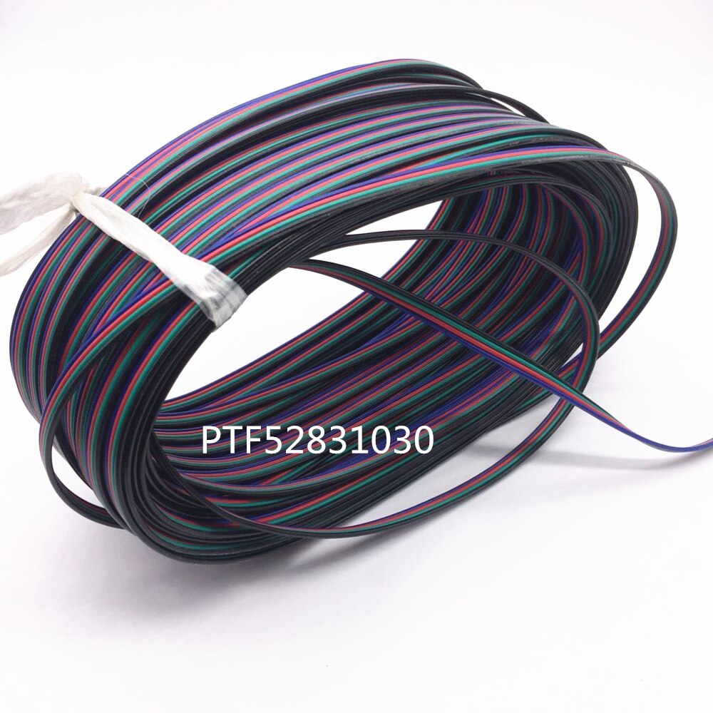 5M/10M/20M/roll 4 Pin Extension RGB + Black Wire Cable For ws2801/5050 /3528/lpd8806/apa102 smd RGB LED Strip 22AWG line