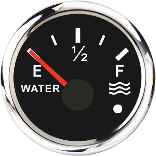 0-190ohm Auto Marine Water Level Gauge 52mm Boat Water Tank Level Gauge Indicator with Low Warning Light: 0-190ohm BS