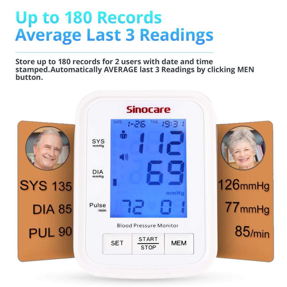 Sinocare Automatic Upper Arm Blood Pressure Monitor 823 Digital Blood pressure monitor 24-34cm