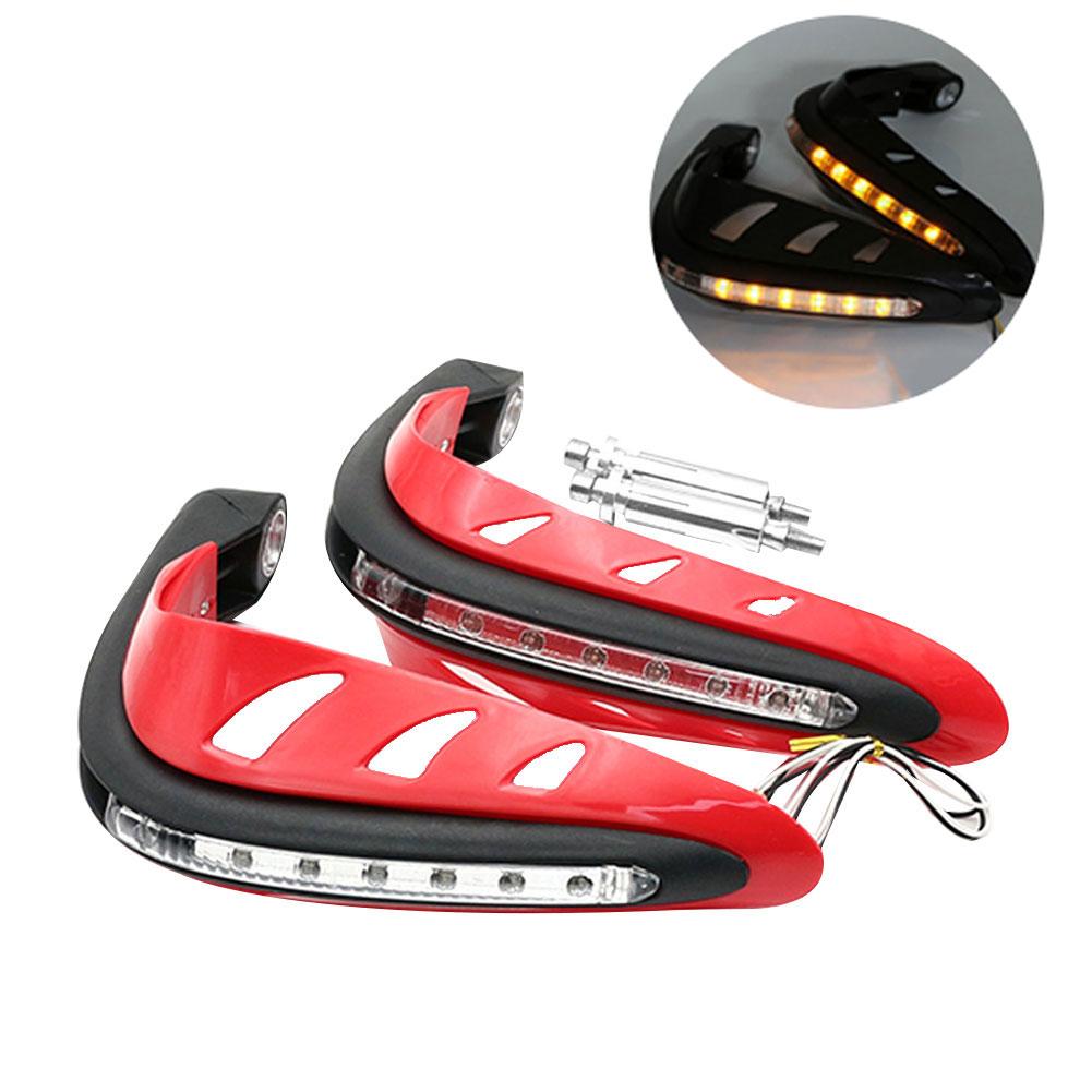 1 Pair Motorcycle Hand Guards Handlebar Hand Protector with LED Lights Motor Handguards Motocross Hand Guards Accessories: Red Yellow Light