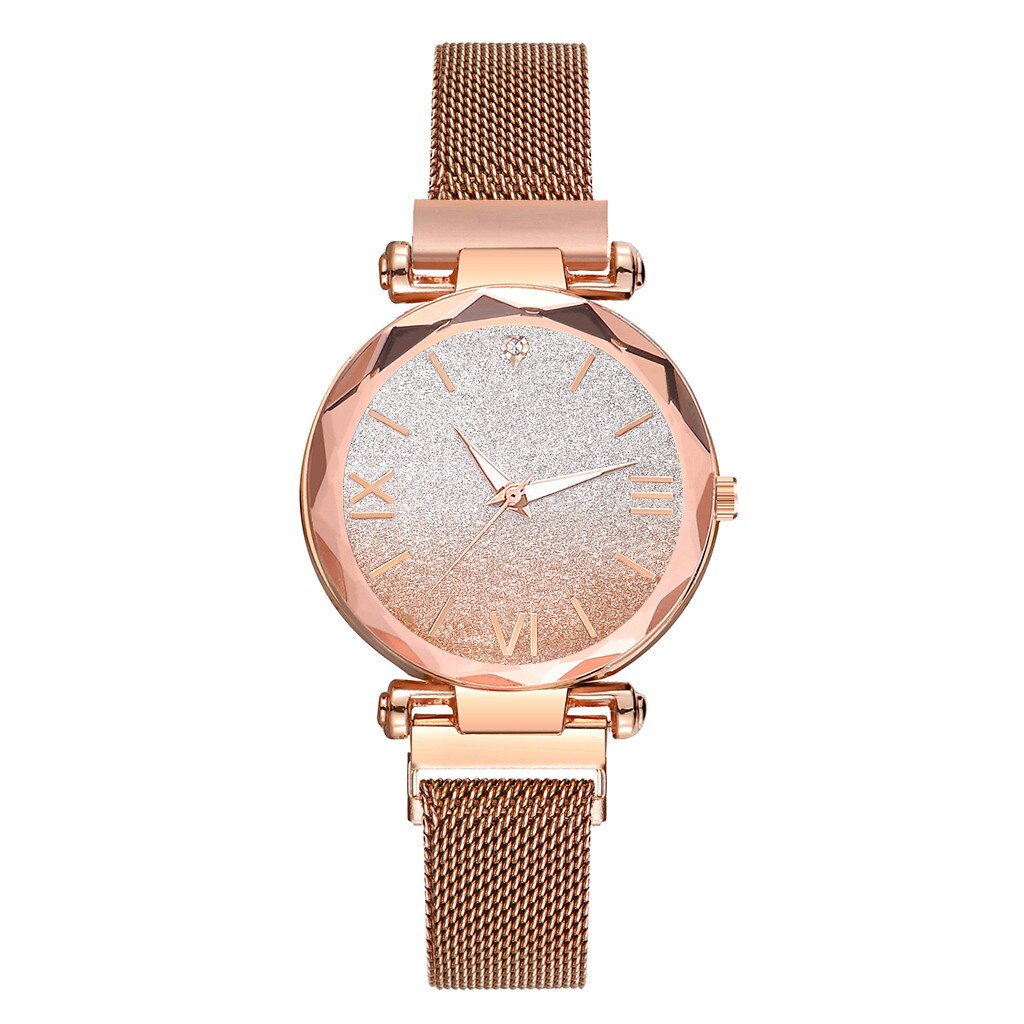 romantic sky watch women mesh steel strap ladies watch Magnet Buckle zegarek damski montre femme: Rose Gold