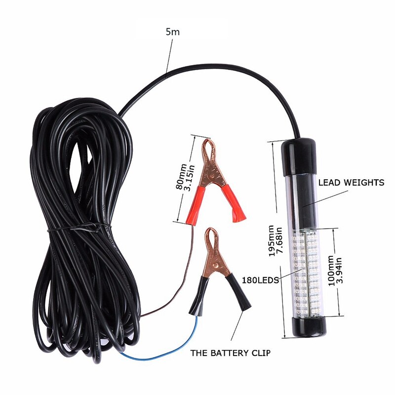 Green Underwater Light Submersible Boat Night Fishing Fish Lighter Light 900 Lumens 12 V 180 Led Fishing Lamp