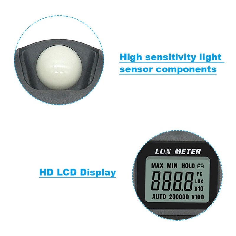 Mt30 lux meter 0 ~ 200,000 lux range light meter pocket illuminometer lux/fc fotometer tester miljøtest