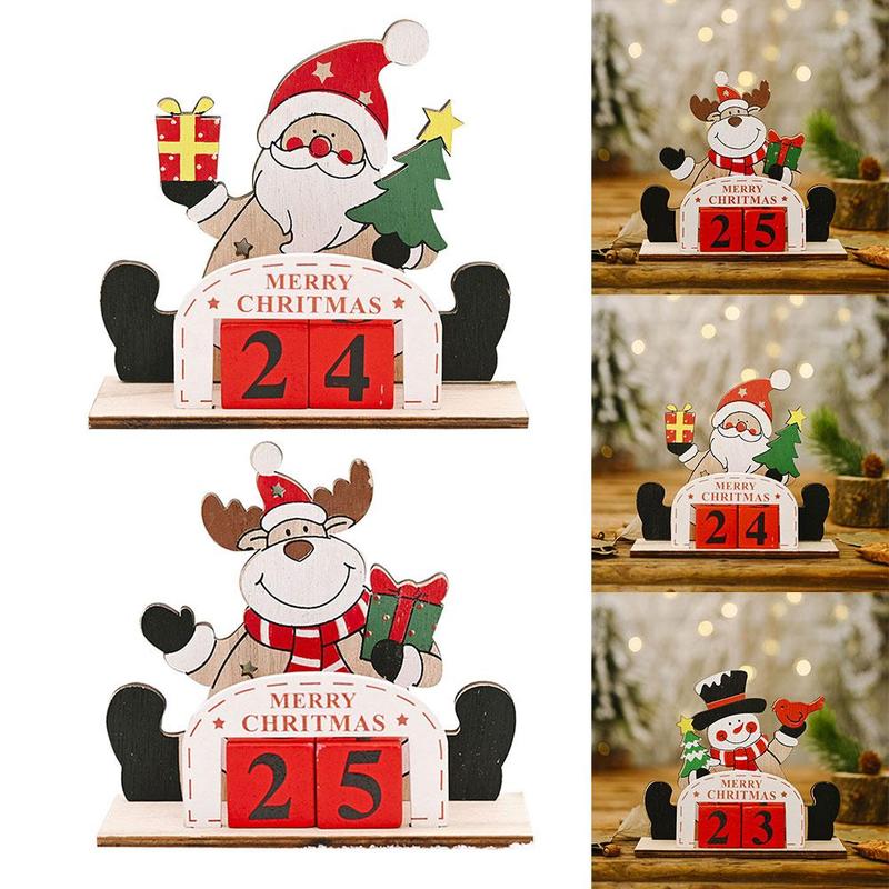 Kerst decoratie feestelijke benodigdheden houten diy countdown kalender santa decoratie creatieve kerst  d8 s 6