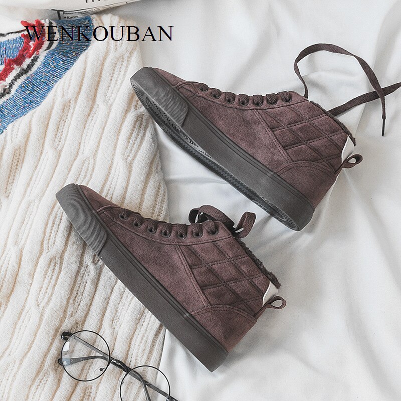 Kvinnor vinter sneakers korta plysch ankel boots kvinnor plattform sneakers hög päls varma sneakers dam skor tenis feminino