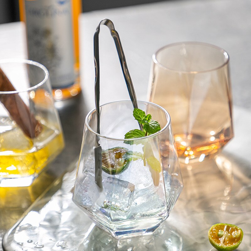 Verre à whisky Hexagonal irrégulier de 300ml, verre en diamant Transparent, pour la maison, le Club, le Bar, le Cocktail, la bière et l'eau,