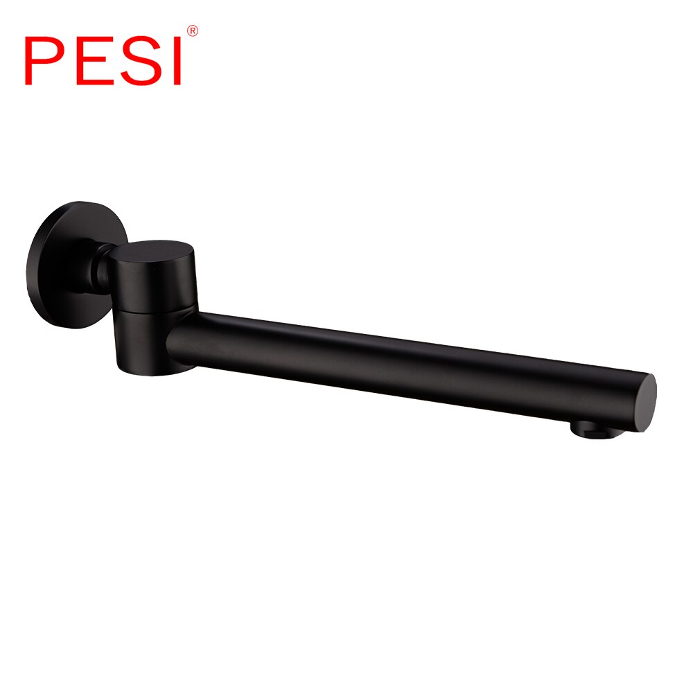 Wall Mounted Solid Brass Faucet Spout Square and Round Chrome Solid In Wall Outlet Mixer Shower Faucet Accessories.: Round Black