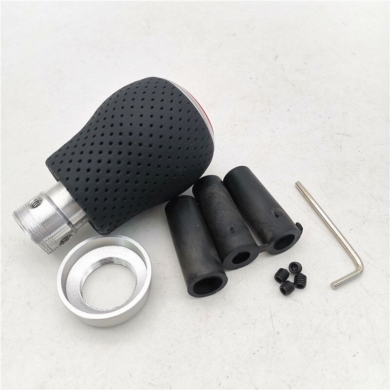 Universal 5 Speed Car Gear Shift Knob Metal Gear Black And Red Head Manual Shift Lever Knobs With 3 Adapters