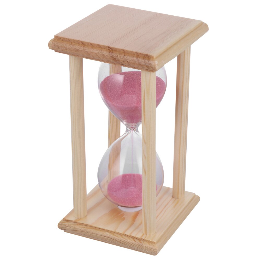 Wooden Frame Hourglass Glass Transparent Glass Sandglass Restaurant Accessories: Pink