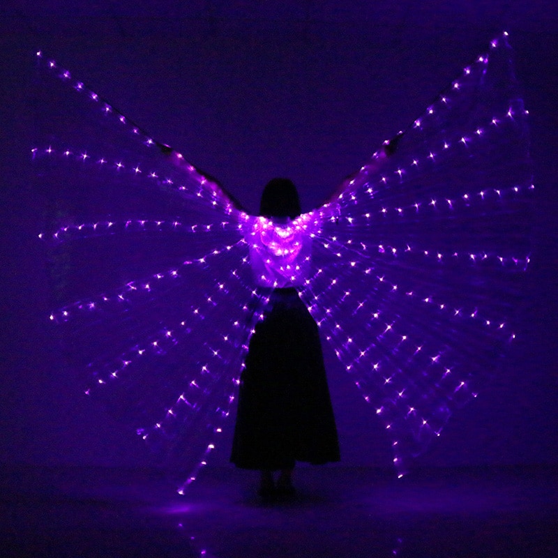 LED objeto de atrezo para mujer y niña, alas LED luminosas ISIS, disfraz de ala iluminada, alas de estilo abierto sin palos