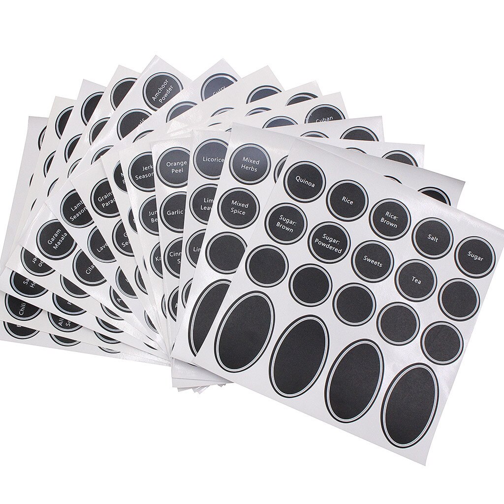 320+ Printed Spice Jar and Pantry Label Set Chalkboard Round Stickers Labels