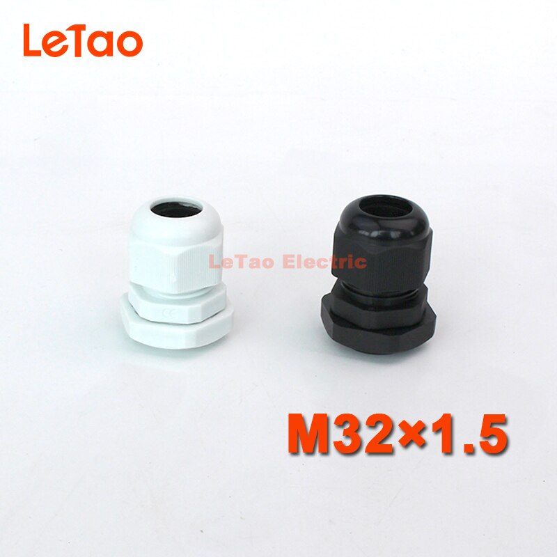 10pcs/lot M32x1.5 Nylon Waterproof cable gland plastic connector IP68 threaded entry electrical joint Black White for 16-21mm
