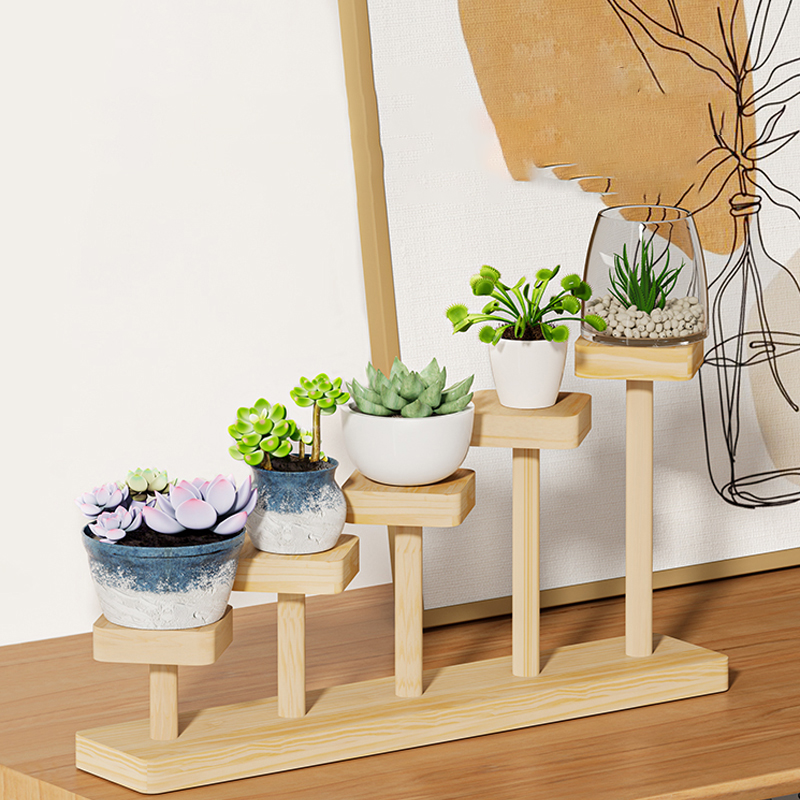 Solid Wood Desktop Rack Office Desk Multi-layer Storage Art Area Cosmetics Small Ornaments Display Arrangement Flower Rack