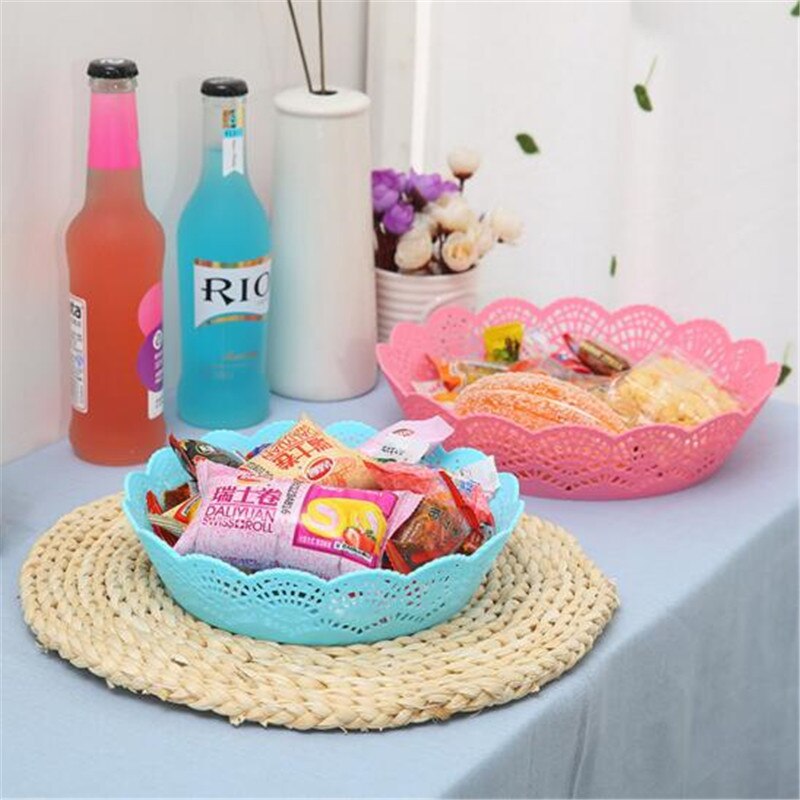Ctree 1 stk blomster side gjennomsiktig rund frukt godteri kurv rom snacks pp plast fruktkurver tørr fruktkurv  c642