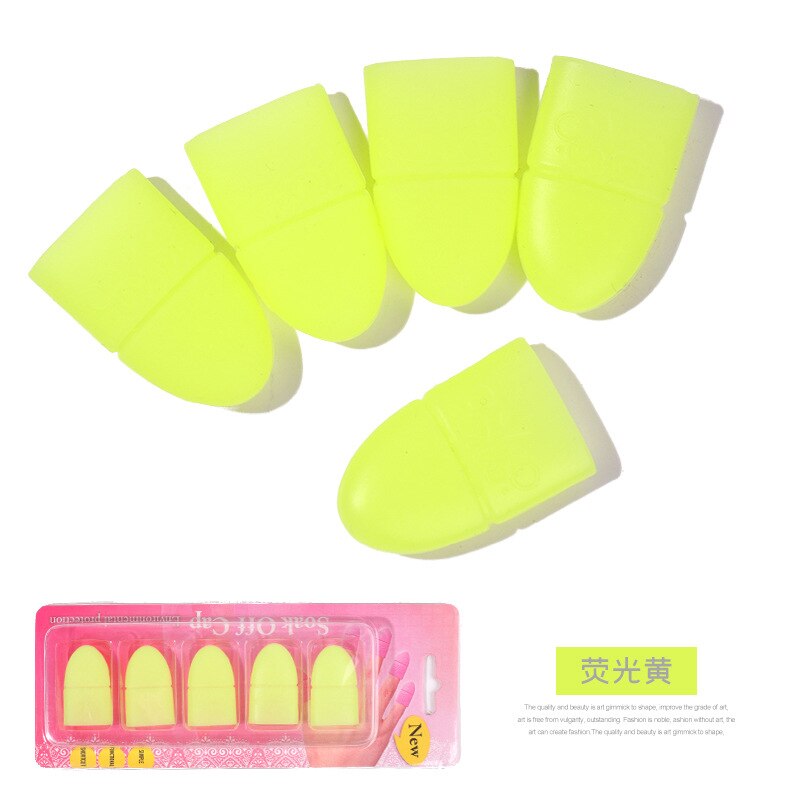 5 teile/satz UV Gel Nagellack Entferner Kette Nagel Tipps Silikon Tränken aus Deckel Clip wiederverwendbar Manikübetreffend Reinigung Mangel Zubehör werkzeuge: 06-Gelb